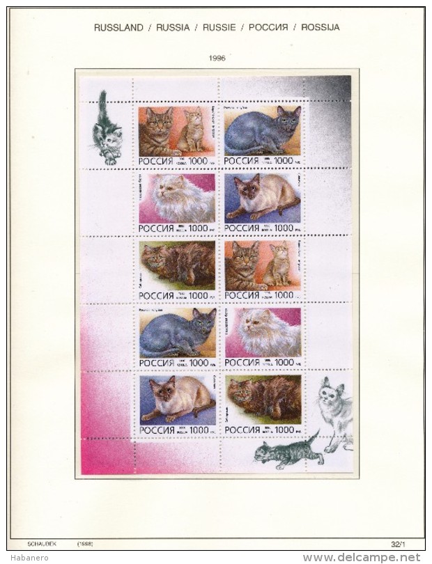 RUSSIA - 1996  COLLECTION OF STAMPS, BLOCKS & SHEETS ON 16 SCHAUBEK ALBUMSHEETS - MNH ** - Sammlungen