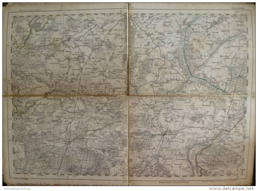 Angermünde - Topographische Karte 59 - 26cm X 36cm - Reymann 's Special-Karte - Entwurf Und Gezeichnet F. Handtke - Situ - Topographische Karten