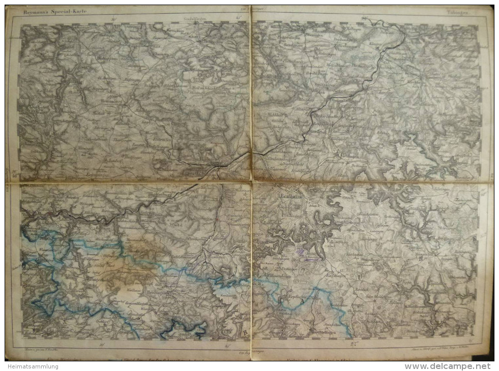 Tübingen - Topographische Karte 255 - 26cm X 36cm - Reymann 's Special-Karte - Entwurf Und Gezeichnet F. Handtke - Situa - Topographische Karten