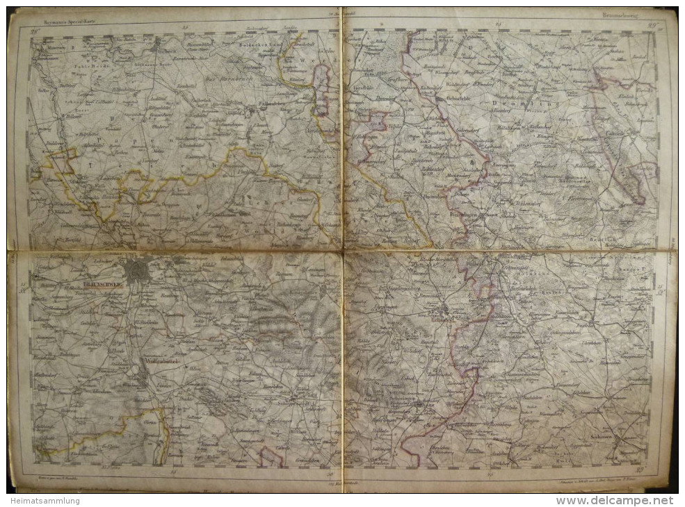 Braunschweig - Topographische Karte 89 - 26cm X 36cm - Reymann 's Special-Karte - Entwurf Und Gezeichnet F. Handtke - Si - Topographische Karten