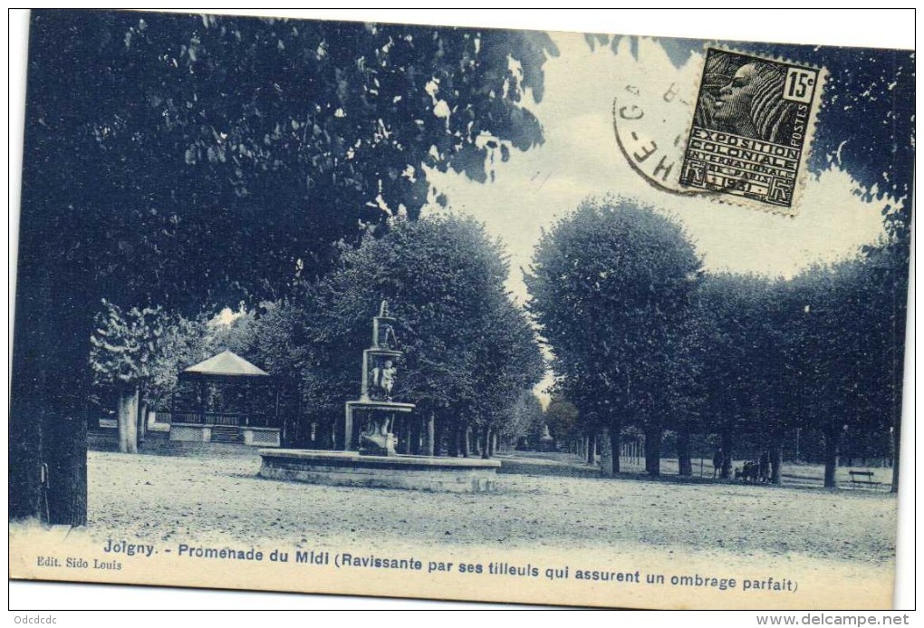 Joigny Promenade Du Midi (Ravissante Par Ses Tilleuls Qui Assurent Un Ombrage Parfait) Recto Verso - Joigny