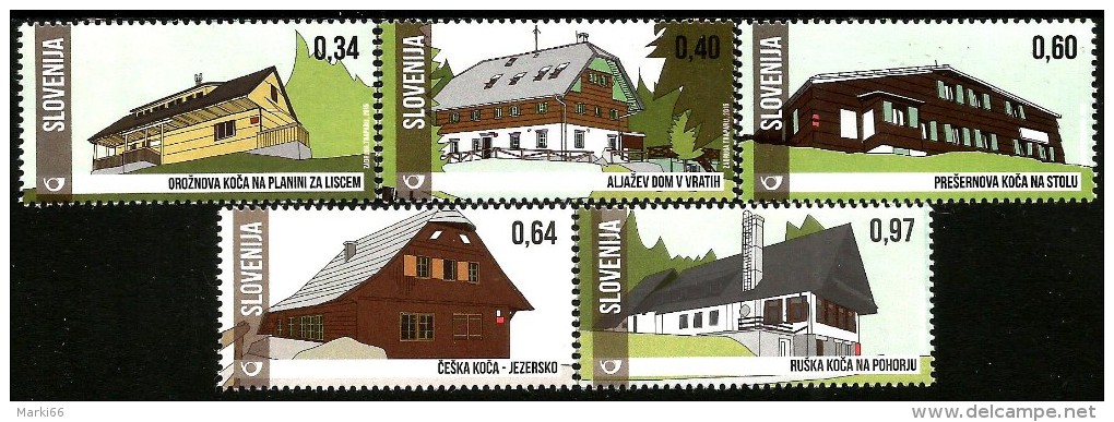 Slovenia - 2015 - Mountain Shelters - Mint Stamp Set - Eslovenia