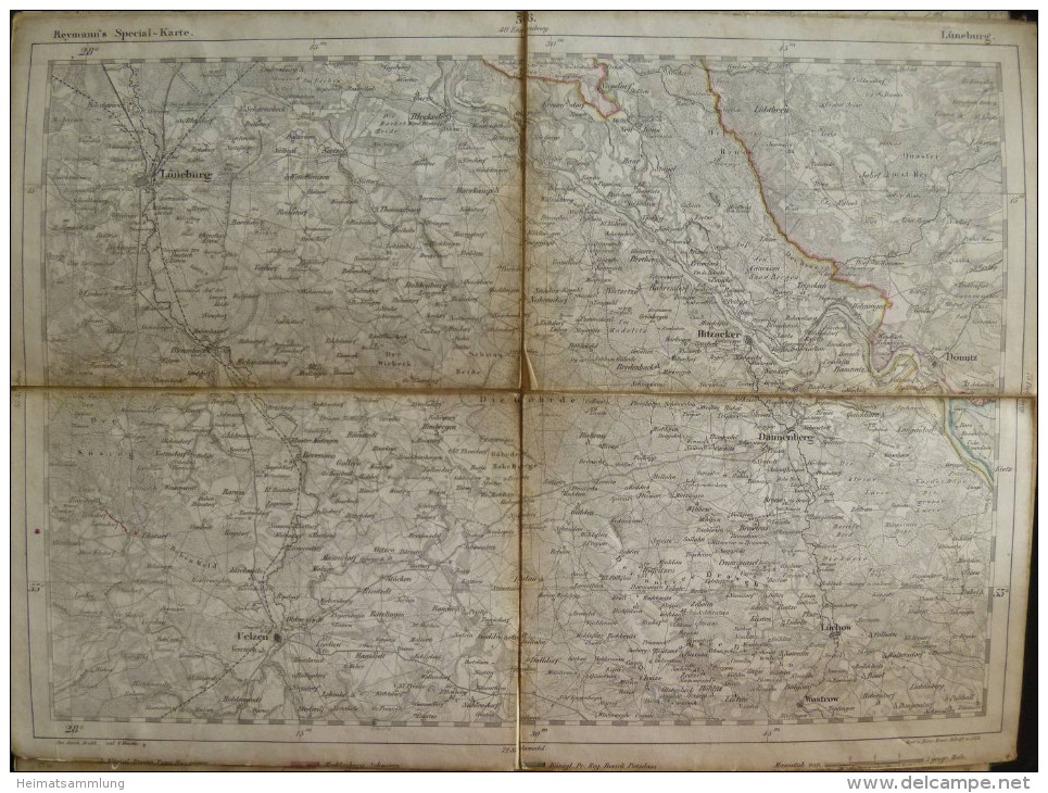 Lüneburg - Topographische Karte 56 - 26cm X 36cm - Reymann 's Special-Karte - Gezeichnet Durch Brokk Und F. Handtke - Ge - Topographische Karten