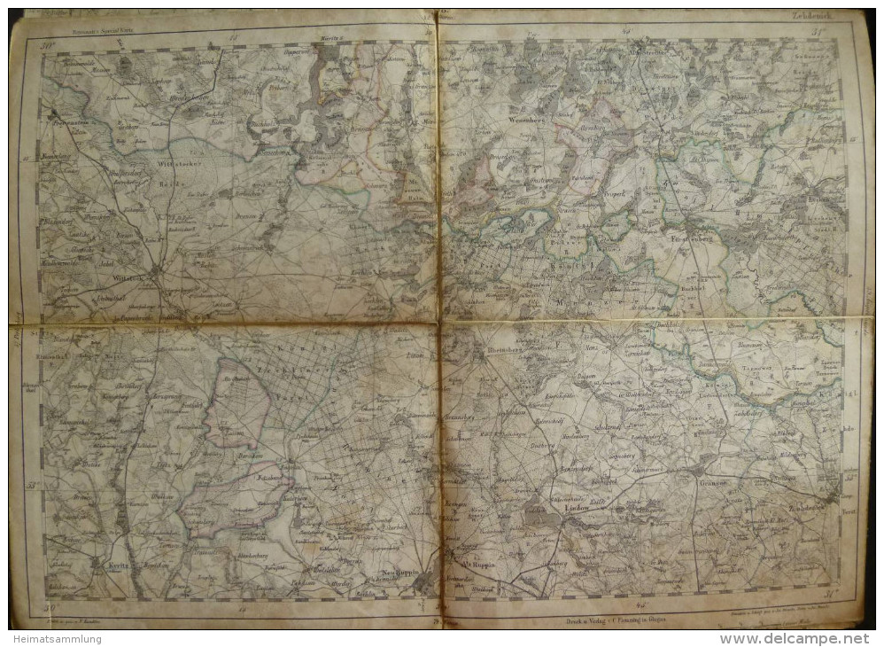Zehdenick - Topographische Karte 58 - 26cm X 36cm - Reymann 's Special-Karte - Entwurf Und Gezeichnet F. Handtke - Situa - Topographische Karten
