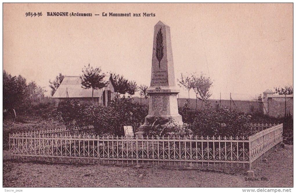 BANOGNE(08)1936-neuve-le Monument Aux Morts-avec Son Négatif-cliché Original - Autres & Non Classés