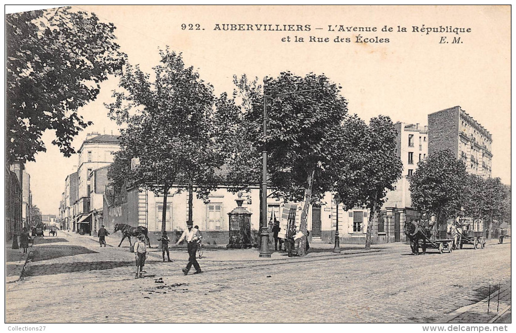 93- AUBERVILLIERS - AVENUE DE LA REPUBLIQUE ET DE LA RUE DES ECOLES - Aubervilliers
