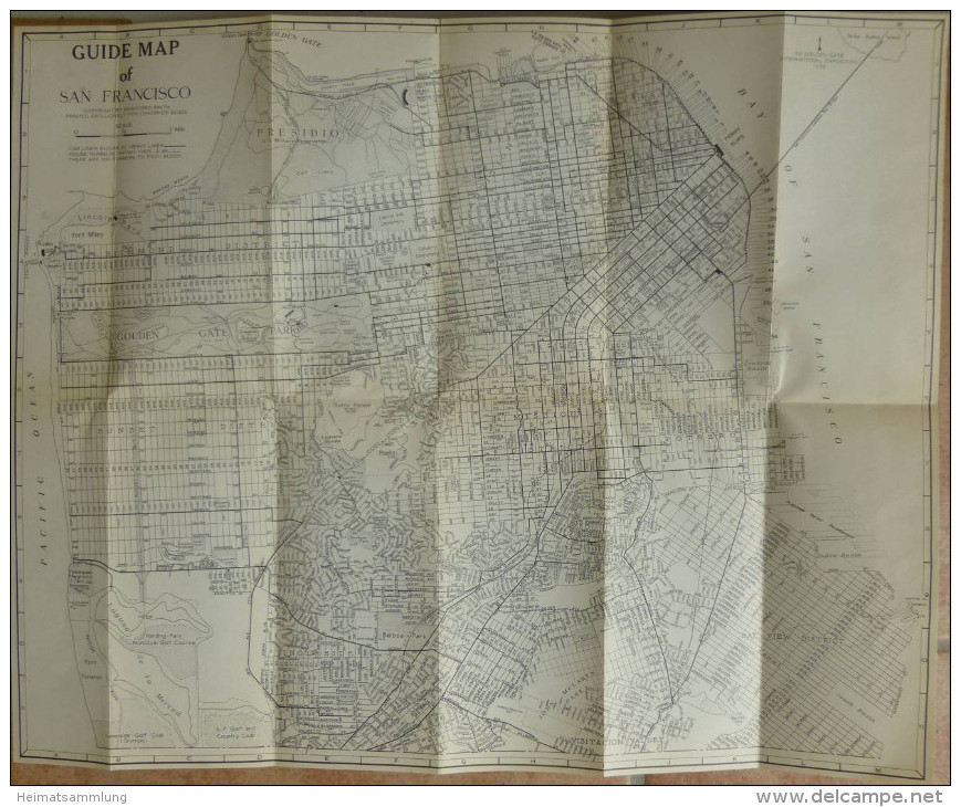 San Francisco - Pocket Map - Streets - Street Numbers - Street Car Lines - Bus Routes - Bridge Approaches - 43cm X 34cm - Sonstige & Ohne Zuordnung