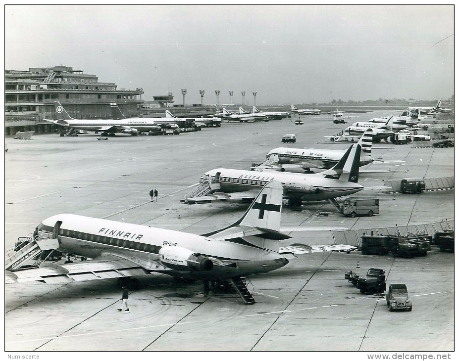 Photo Exploitation 18x24cm  CARAVELLES à ORLY : FINNAIR - ALITALIA - AIR ALGERIE - AIR CANADA - EL AL Etc - Aviazione