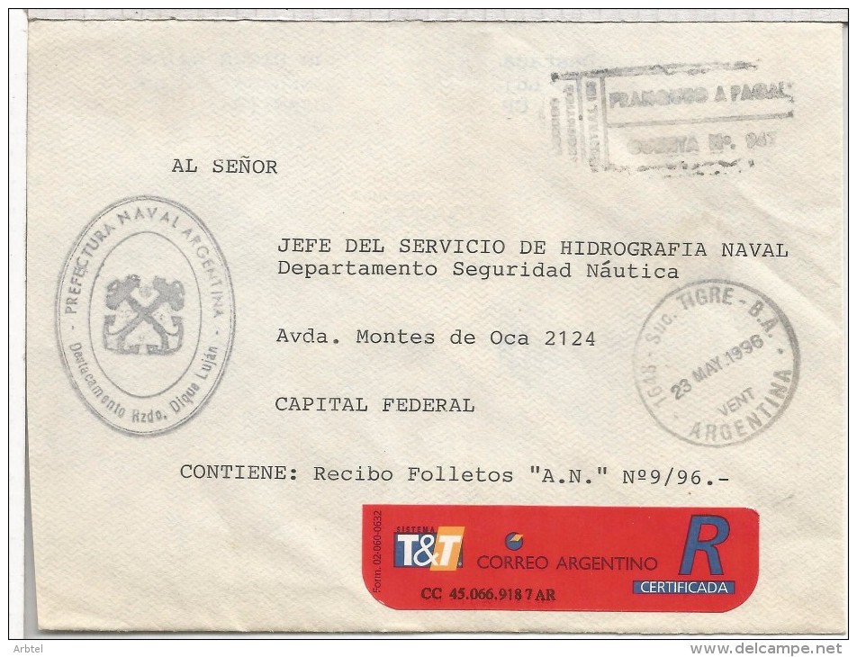 ARGENTINA TIGRE CC CORREO NAVAL OFICIAL DESTACAMENTO DIQUE LUJAN - Service