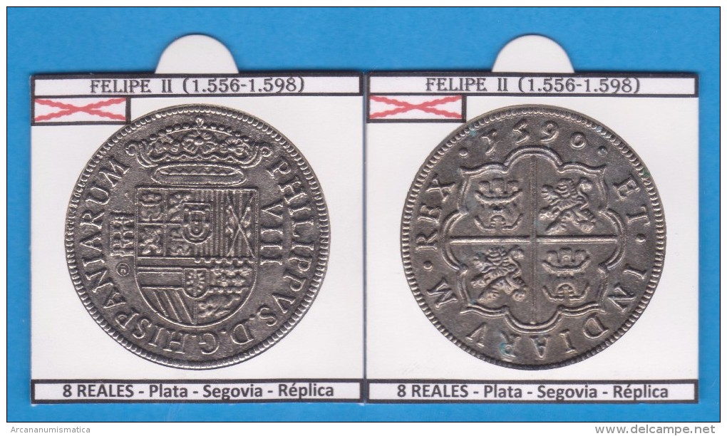 FELIPE II 8 REALES PLATA Segovia Réplica  T-DL-11.786 - Valse Munten