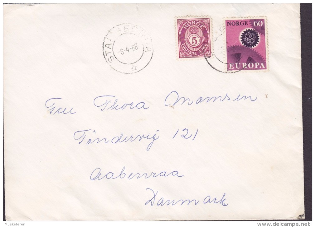 Norway STANGEBRUA 1968 Cover Brief AABENRAA Apenrade Denmark Europa CEPT & Posthorn Stamp - Briefe U. Dokumente