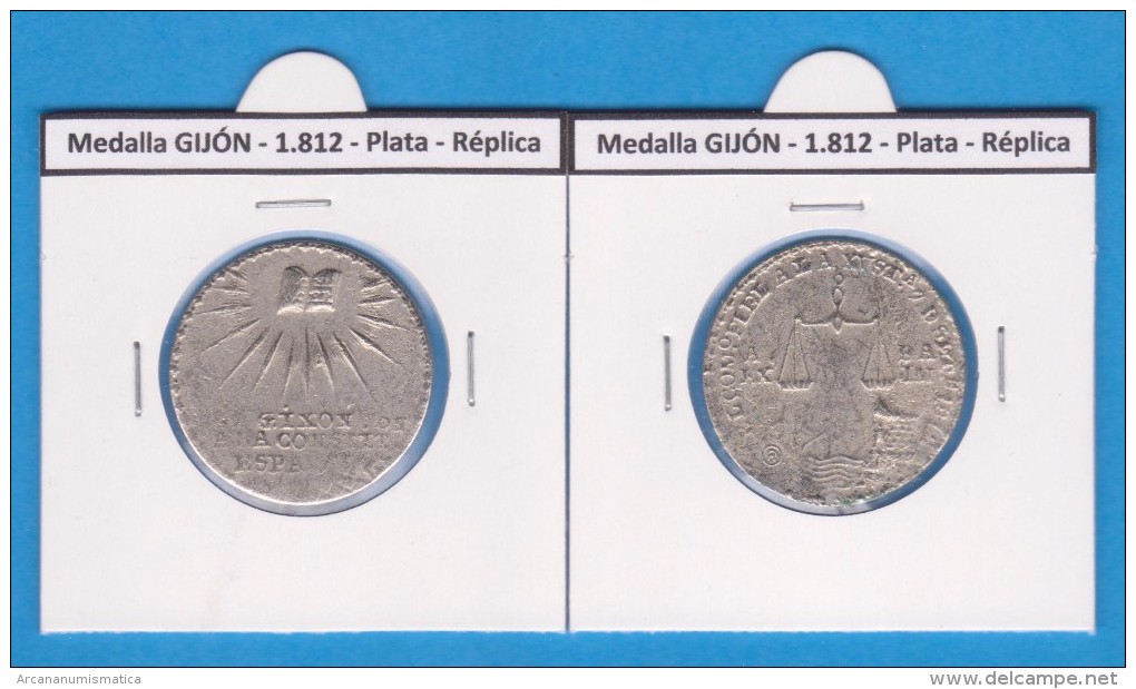 Medalla GIJÓN 1.812 Plata Réplica  T-DL-11.799 - Counterfeits