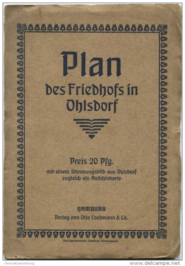 Hamburg - Plan Des Friedhofs In Ohlsdorf 1903 - 70cm X 70cm - Verlag Otto Loehmann & Co. Hamburg - Rückseitig Werbung - - Sonstige & Ohne Zuordnung