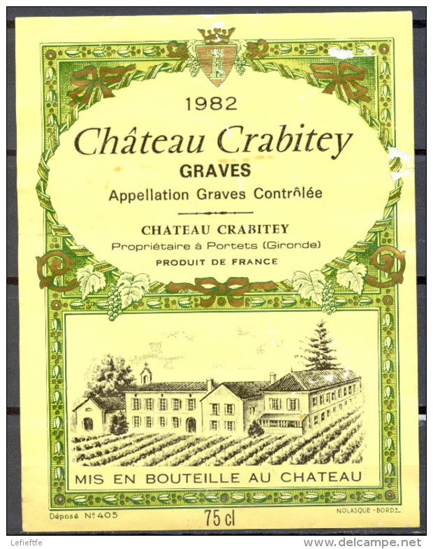 005 - Graves Appellation Graves Contrôlée - Château Crabitey - 1982 - Château Crabitey à Portets Gironde - Red Wines