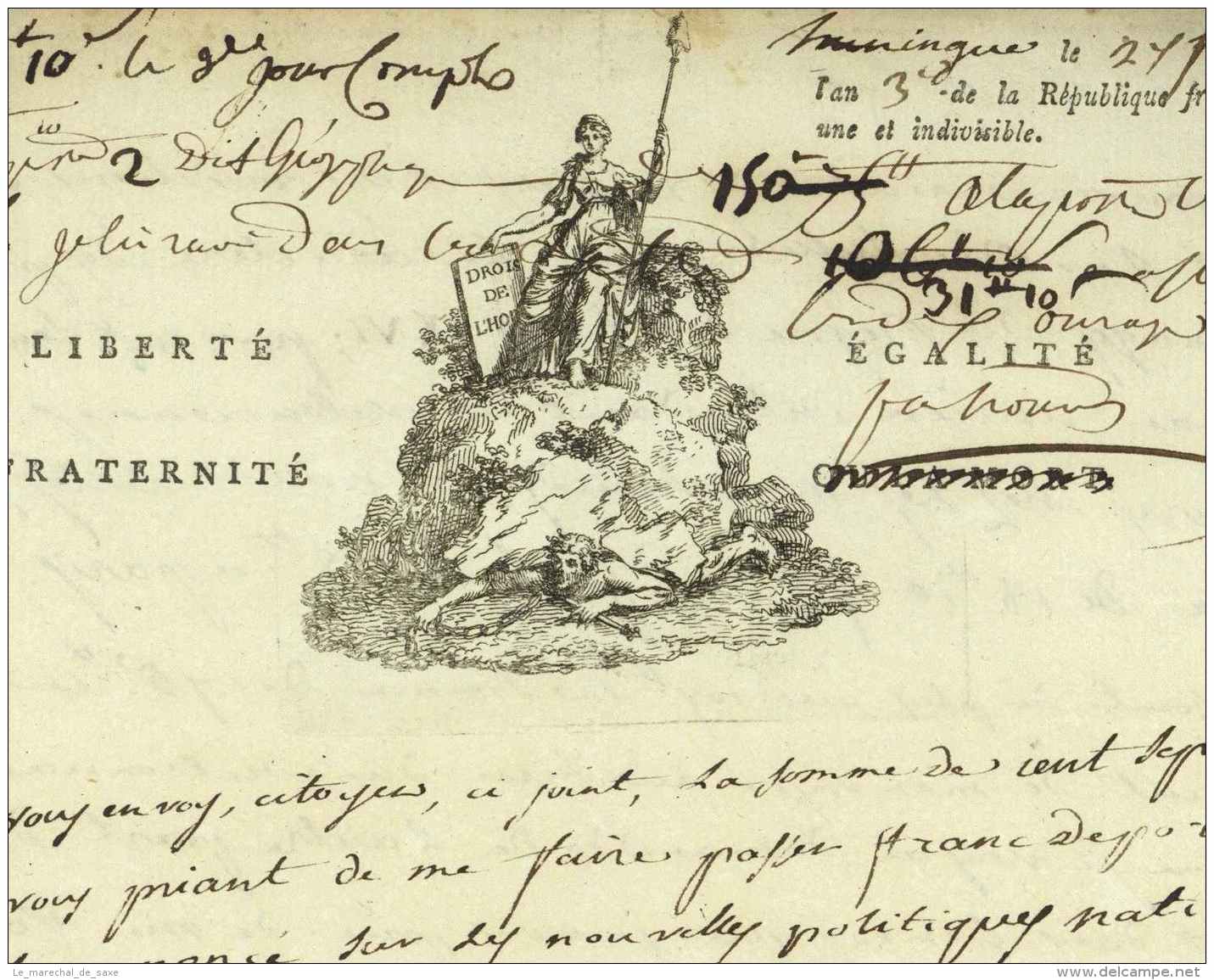 HUNINGUE - Revolution - 1795 - Bracquemont - Belle Vignette Emblematique - Historical Documents