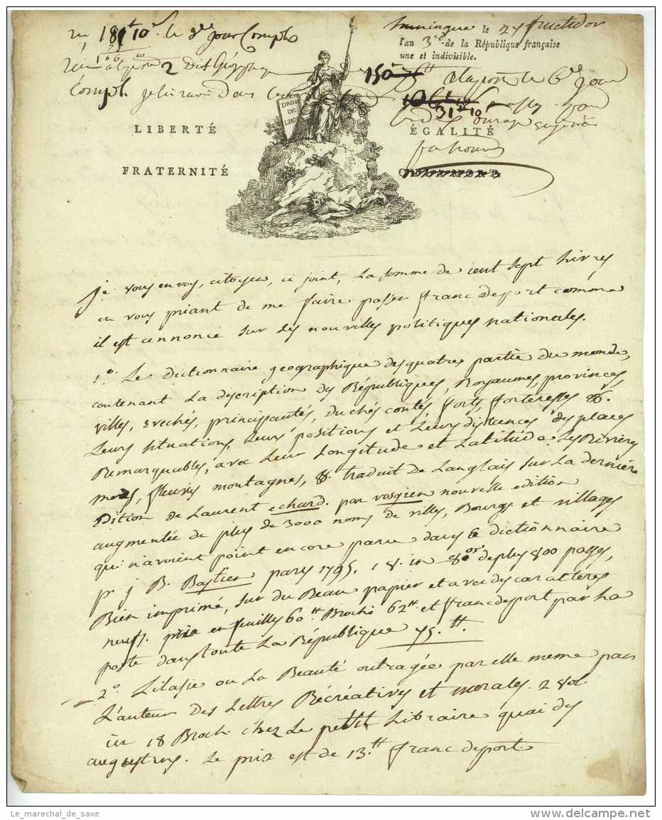 HUNINGUE - Revolution - 1795 - Bracquemont - Belle Vignette Emblematique - Historische Dokumente
