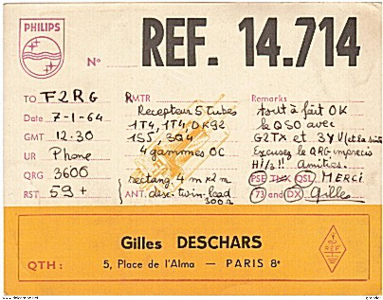 CARTE - RADIO - QSL - PARIS - 8è - - Radio Amateur