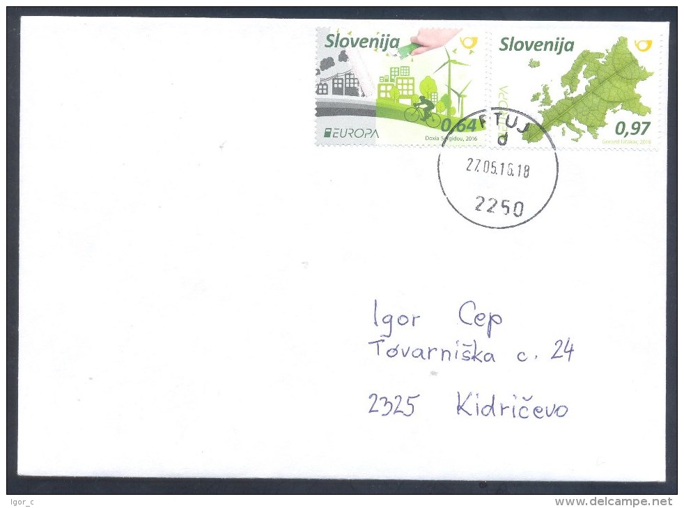 Slovenia Slowenien Used Cover 2016 Europa CEPT: Ecology – Think Green; Cycling; Wind Energy - 2016