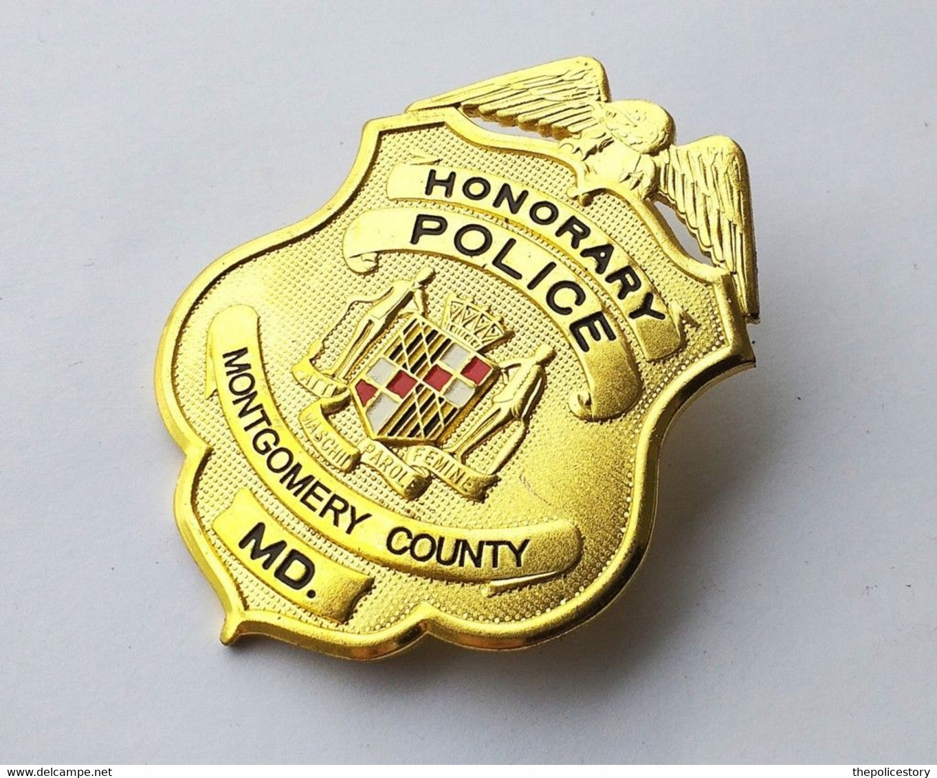 Placca Distintivo Badge U.S. Police Montgomery County Honorary Police Mai Usato - Policia