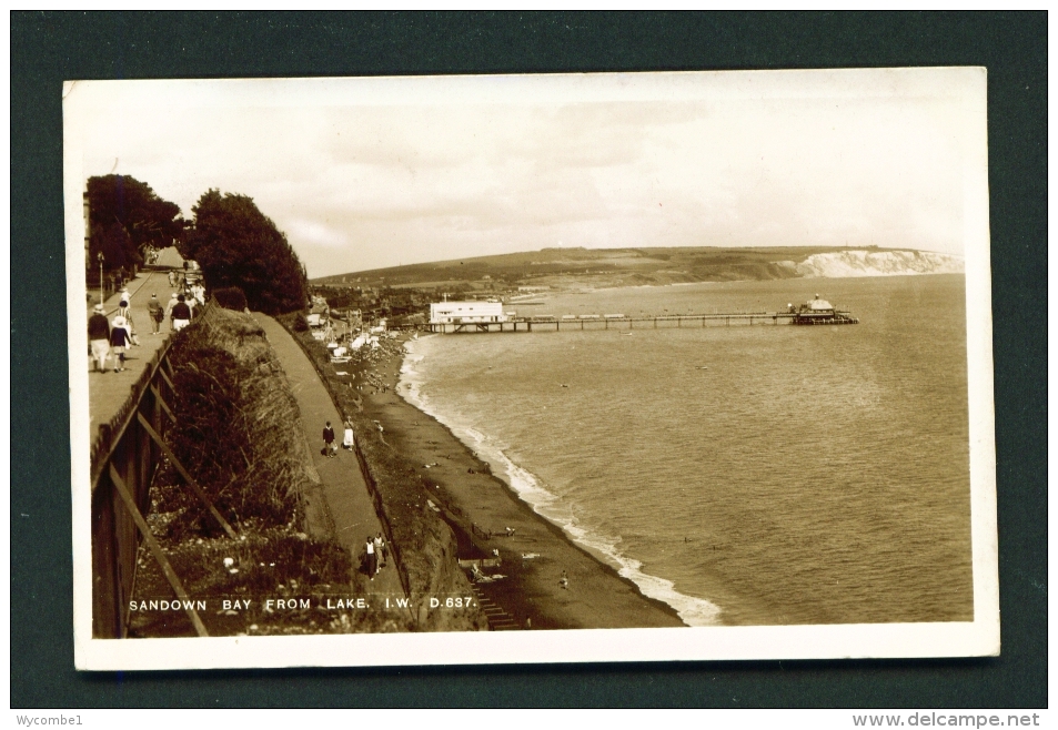 ENGLAND  -  Isle Of Wight  Sandown  Bay From Lake  Used Vintage Postcard As Scans - Sandown