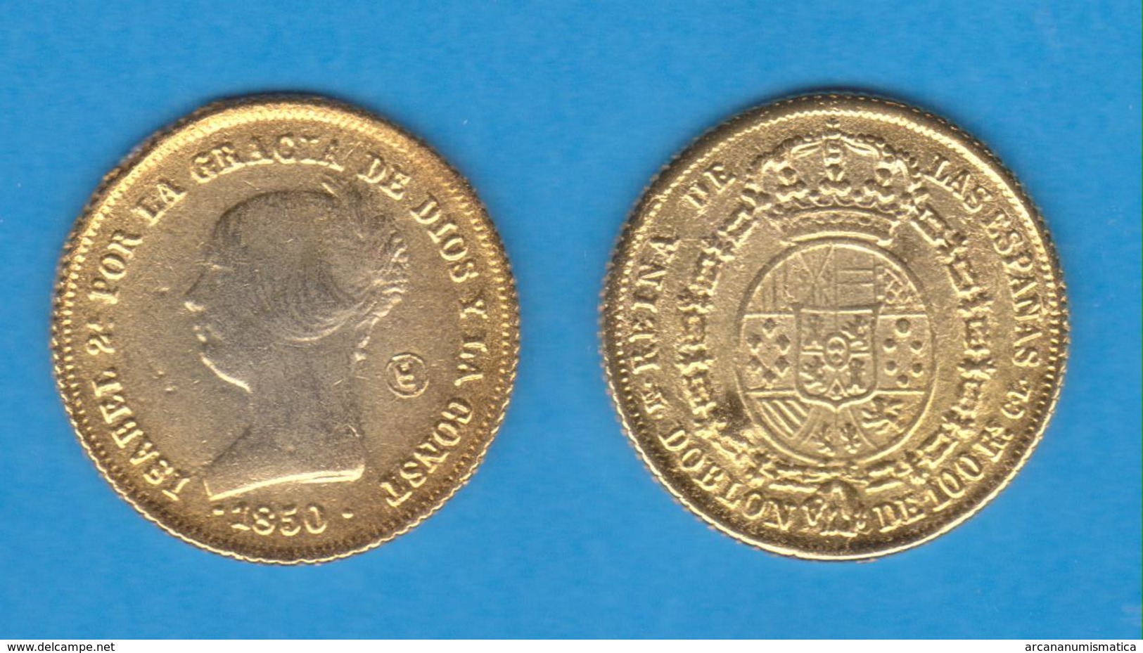 ISABEL II (1.833-1.868) DOBLON De 100 REALES 1.850 ORO-MADRID Réplica  T-DL-11.804 - Imitazioni