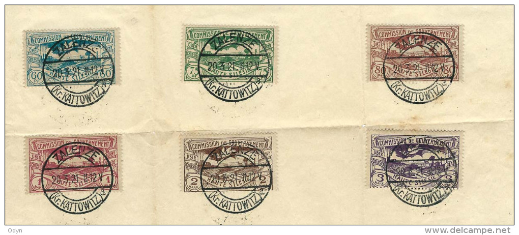 Poland 1920, Upper Silesia (Plebiscite) MiNr 13-29 Used Stamps On Piece - Postmark ZALENZE (Zaleze), TARNAU (Tarnow) - Silésie