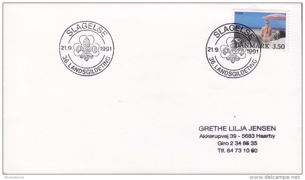 Denmark Sonderstempel SLAGELSE 1991 Cover Brief Scouts Pfadfinder 36. Landsgildeting - Briefe U. Dokumente