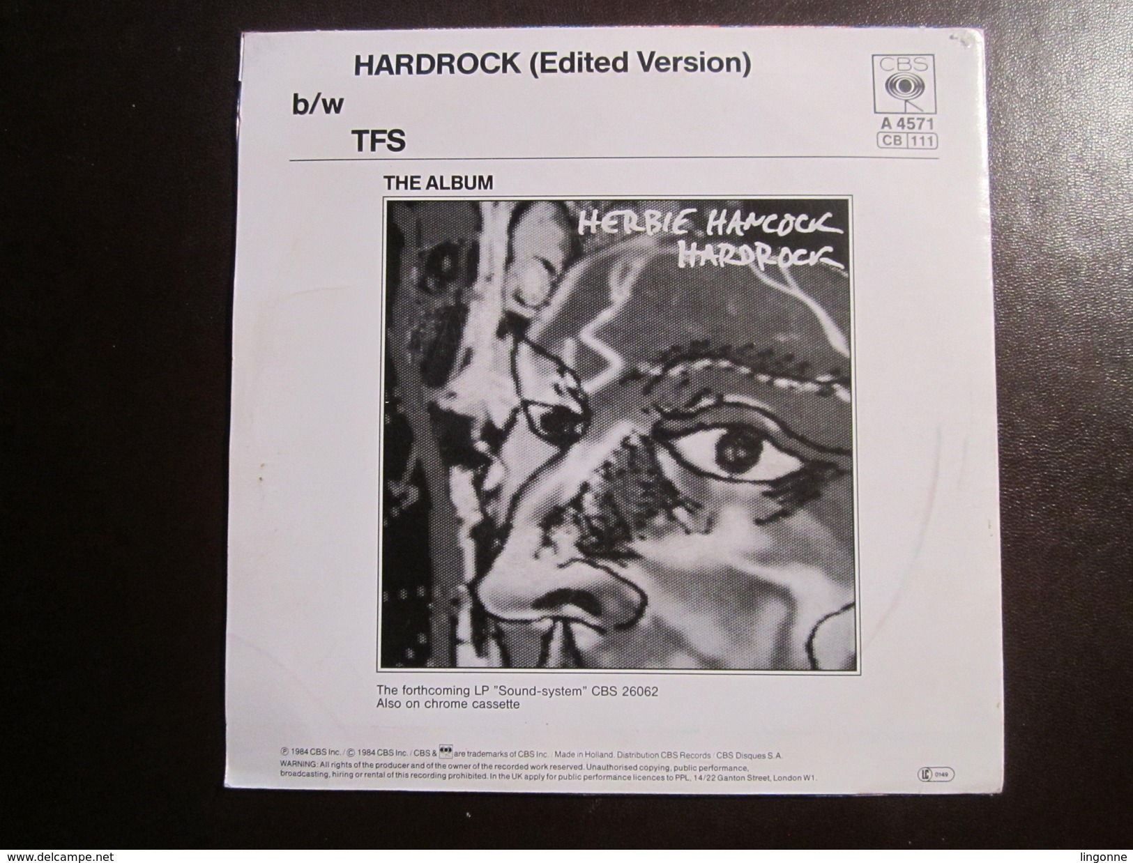 HERBIE HANCOCK - HARDROCK (edited Version) 45 Tours - CBS - Hard Rock & Metal