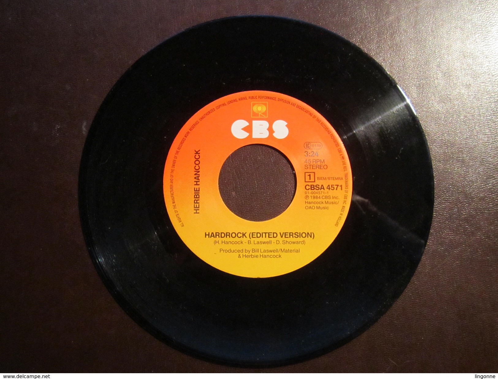 HERBIE HANCOCK - HARDROCK (edited Version) 45 Tours - CBS - Hard Rock En Metal