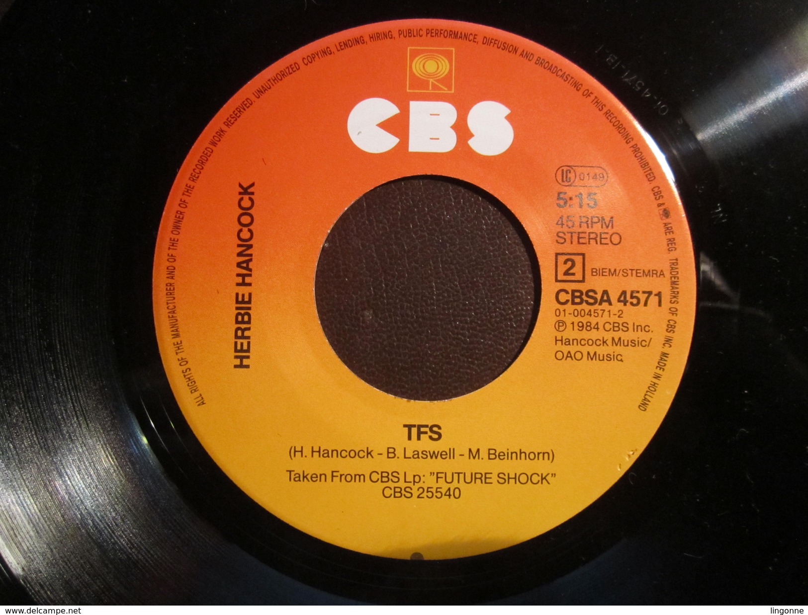 HERBIE HANCOCK - HARDROCK (edited Version) 45 Tours - CBS - Hard Rock En Metal