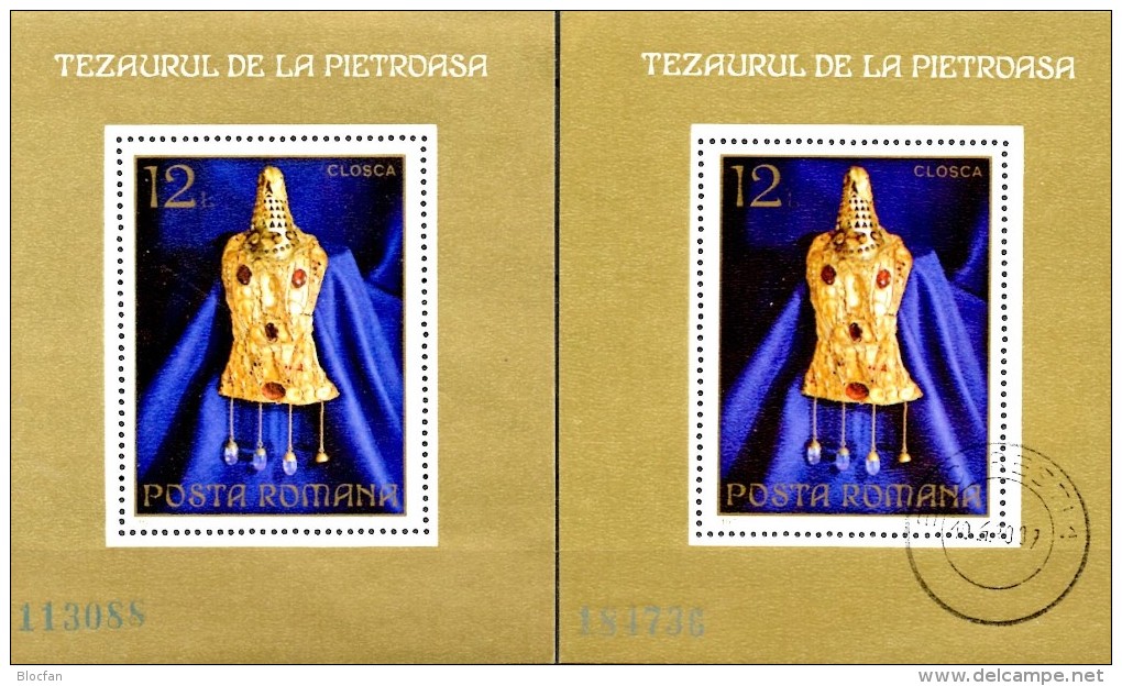 Pietroas Ausgrabungen 1973 Rumänien Block 107 **/o 12€ Gold-Schatz Fibel Bloque Hojita Hb Art Blocs Ms Sheets Bf ROMANIA - Oblitérés