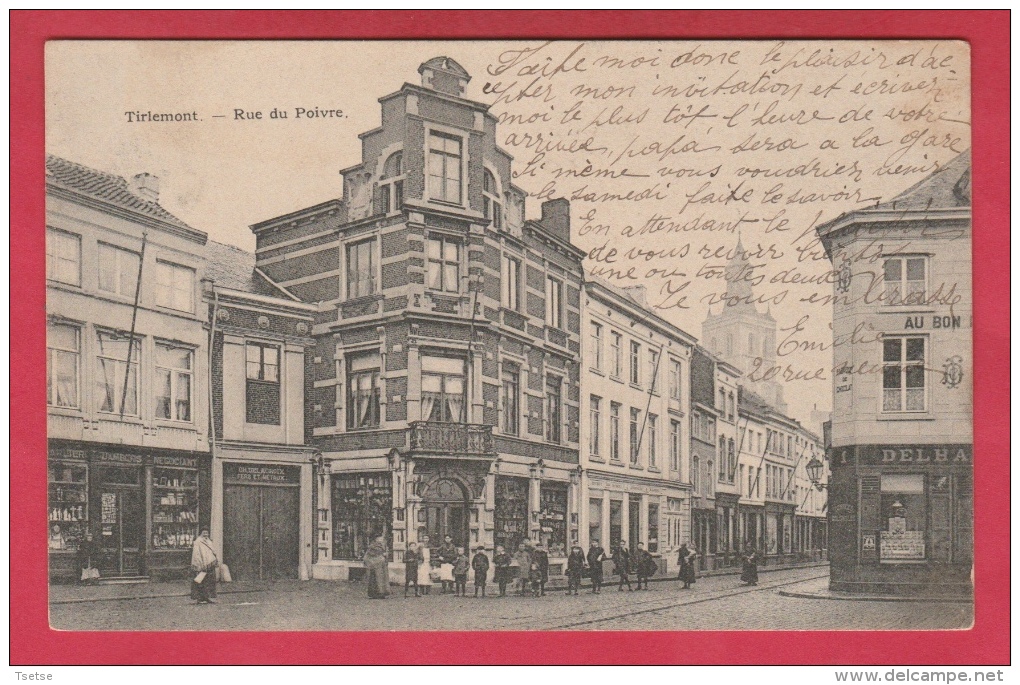 Tienen / Tirlemont - Rue Du Poivre - Geanimeerd - 1919  ( Verso Zien ) - Tienen