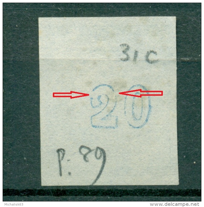 GREECE LARGE HERMES HEAD 20 L. 1870  HELLAS 31  Position 89 Broken 2 Fron The Control Figure - Used Stamps