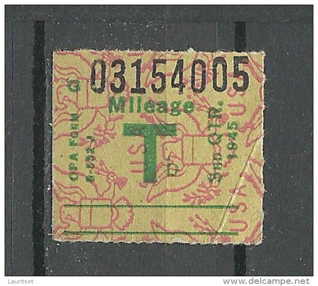 USA 1945 Revenue Tax Stamp Or Label OPA Form - Steuermarken