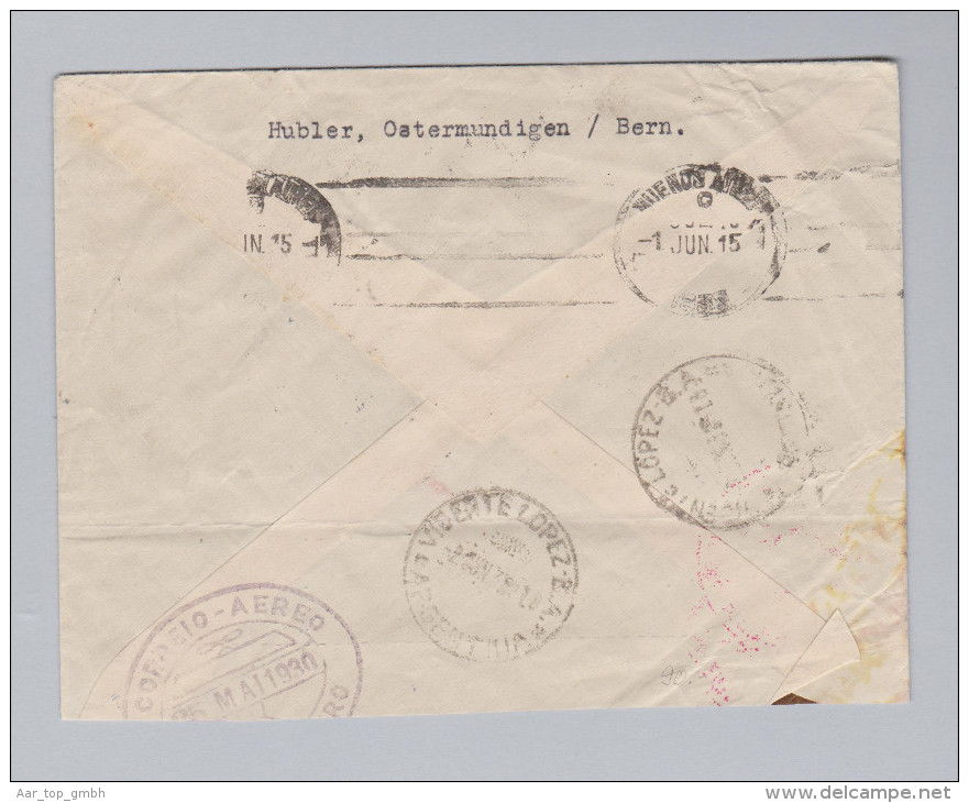 Schweiz 1930-05-16 Zeppelin-Brief M.5Fr.Einz.fr.Argent. - Lettres & Documents