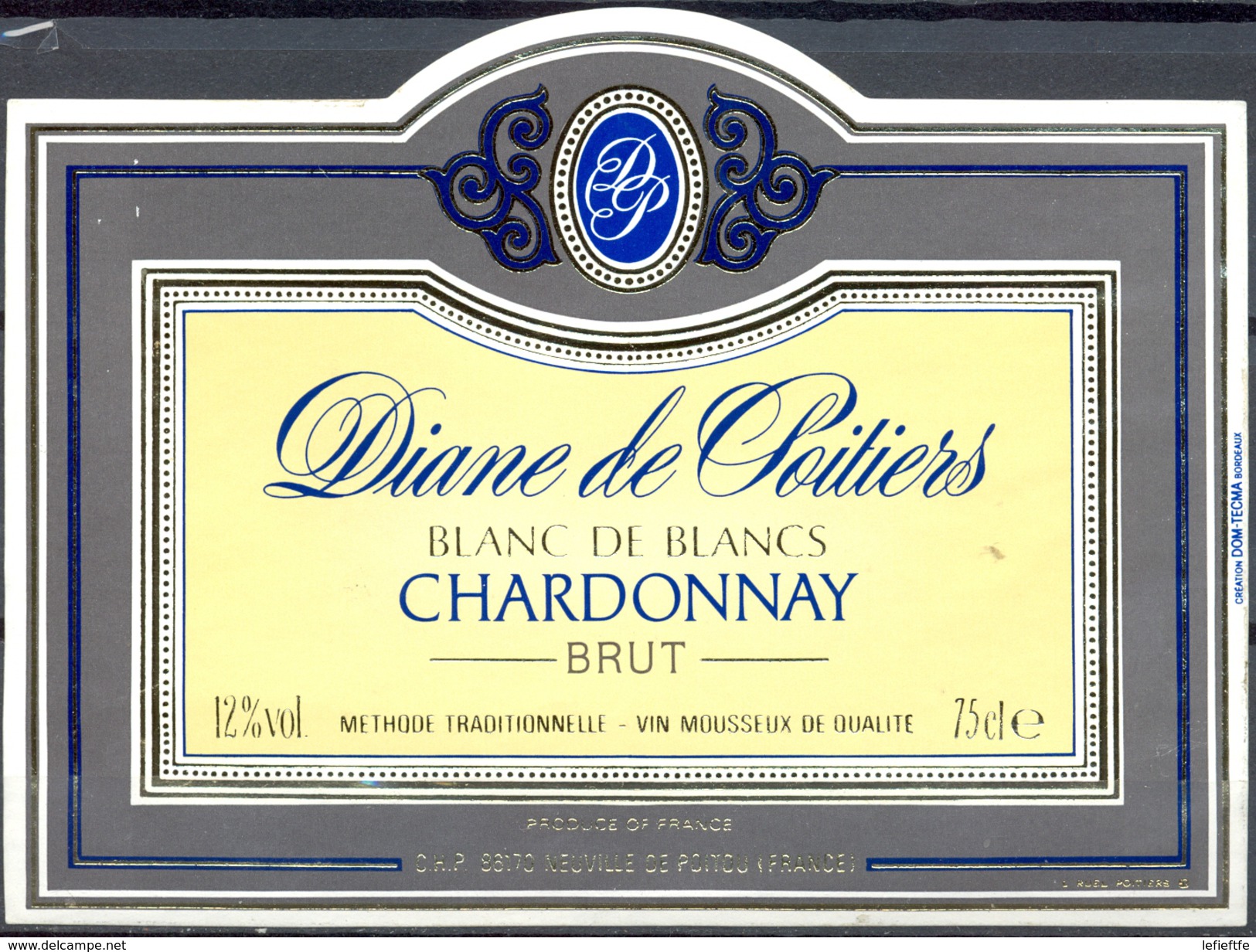061 - Chardonnay Brut - Blanc De Blancs - Vin Mousseux De Qualité - Diane De Poitiers - C.H.P. Neuville En Poitou 86170 - Vino Bianco