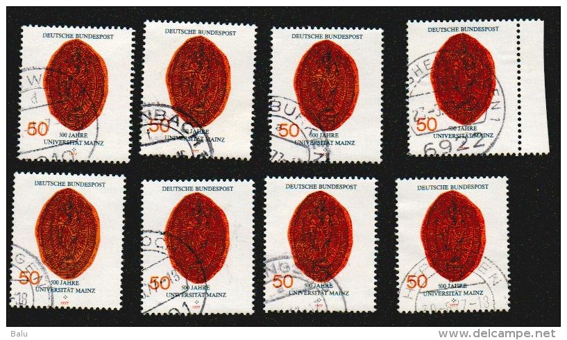 Deutschland BRD 1977 Michel Nr. 938 X8 Gestempelt. Universität Mainz. Sc 1252 / YT 785 - Gebraucht