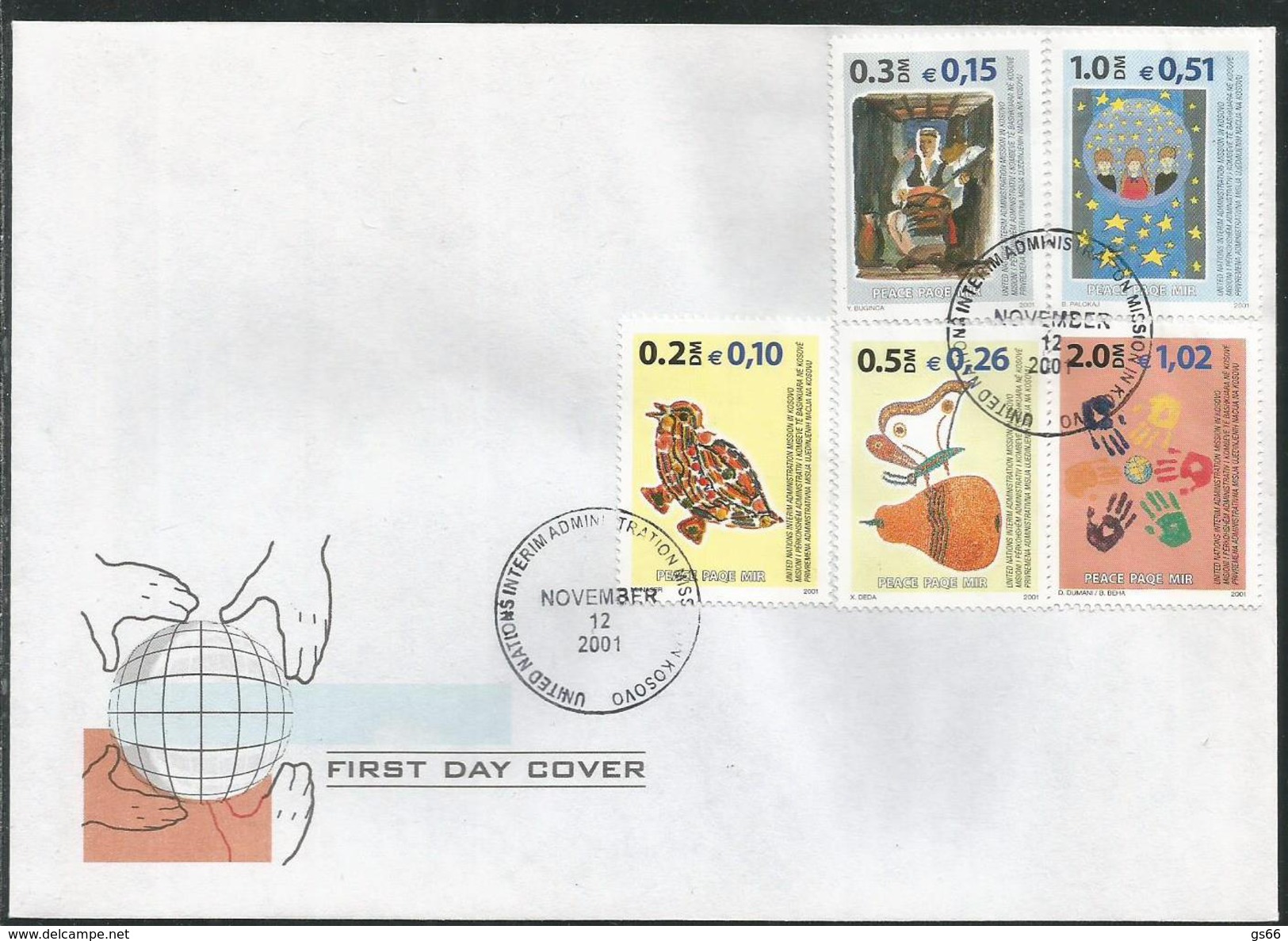 2001, Kosowo,  06/10, Freimarken: Frieden Im Kosovo. FDC - Kosovo