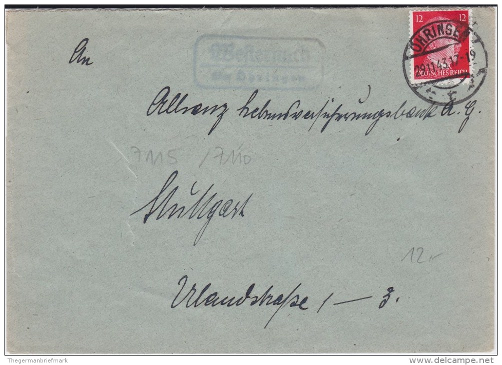 DR 3 Reich Mi 827 Landpost Stempel Westernach ü Öhringen Bf 1943 - Briefe U. Dokumente