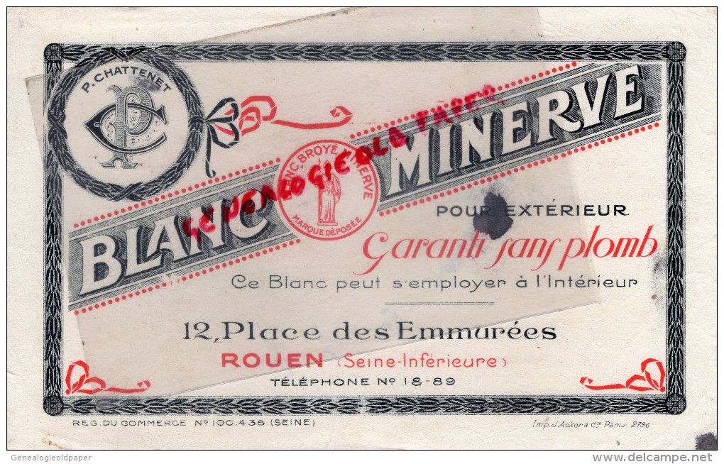 76 - ROUEN - BUVARD P. CHATTENET- BLANC MINERVE- 12 PLACE DES EMMUREES - Other & Unclassified