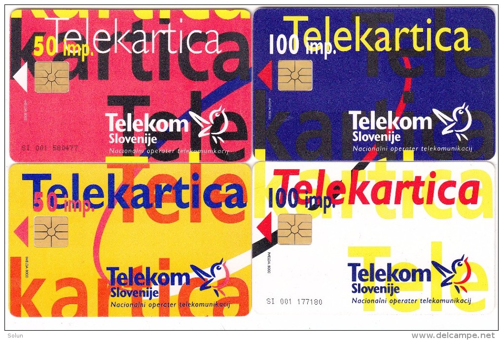 SLOVENIJA SLOVENIA 4 X PHONECARD 1996 PUZZLERED, BLUE, WHITE, ORANGE  TELEKOM CAT.NO. 016,017,018,019 - Puzzle