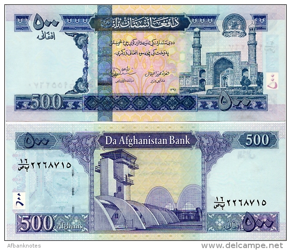 AFGHANISTAN       500 Afghanis       P-76c       SH1391 (2012)        UNC - Afghanistan