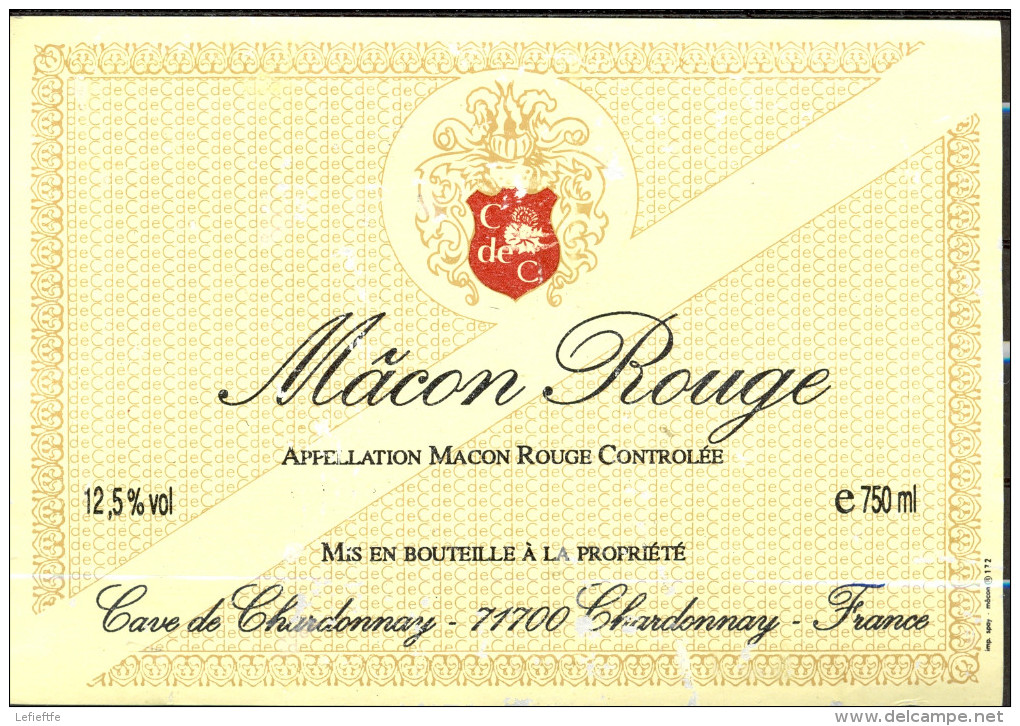 504 - Mâcon Rouge - Appellation Macon Rouge Contrôlée - Cave De Chardonnay 71700 Chardonnay - Red Wines