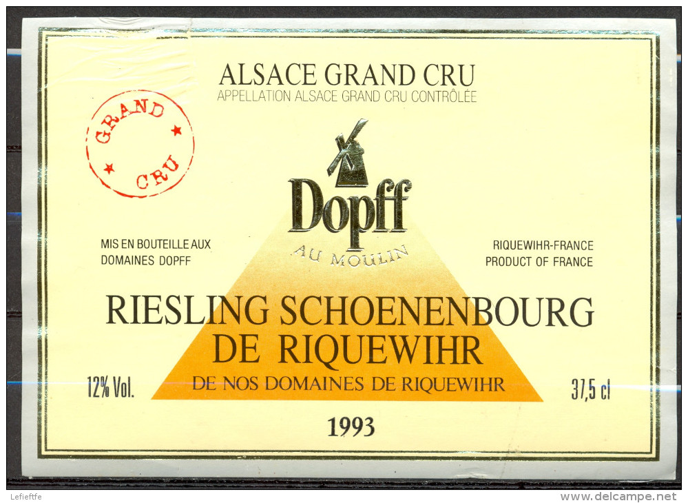 507 - Riesling - 1993 - Schoenenbourg De Riquewihr - Alsace Grand Cru - Dopff Au Moulin Riquewihr - Riesling