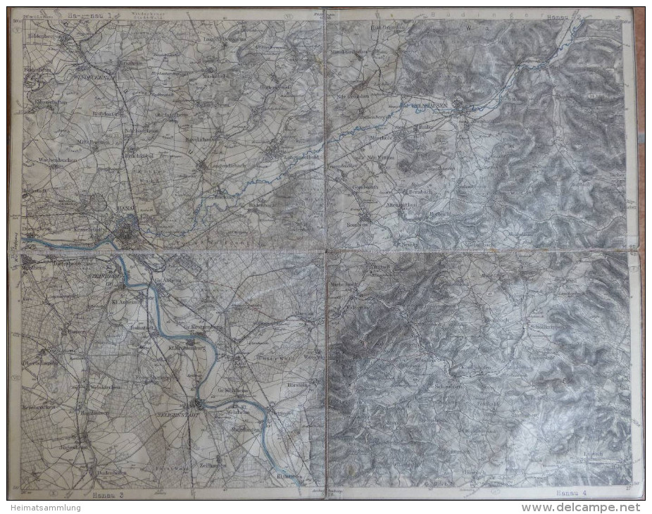 Hanau - Topographische Karte Mit Leinenverstärkten Falzen 30cm X 38cm - Topographische Karten