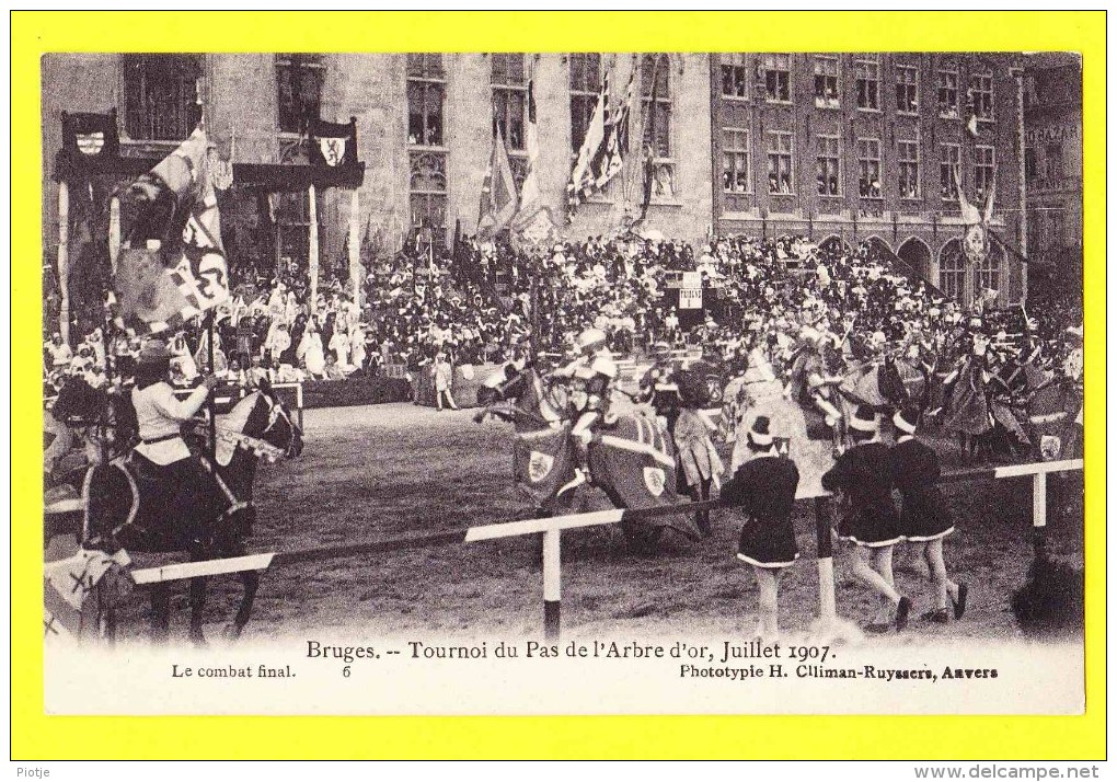 * Brugge - Bruges (West Vlaanderen) * (Climan - Ruijssers, Nr 6) Tournoi Du Pas De L´arbre D´or 1907 Combat Final Cheval - Brugge