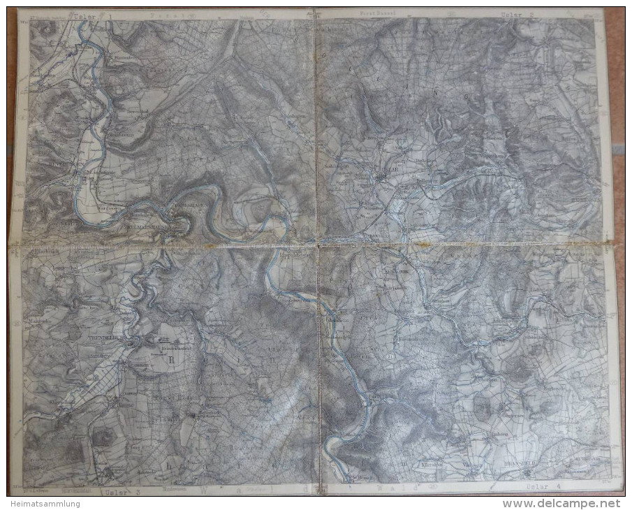 Uslar - Topographische Karte Mit Leinenverstärkten Falzen 30cm X 36cm - Topographische Karten