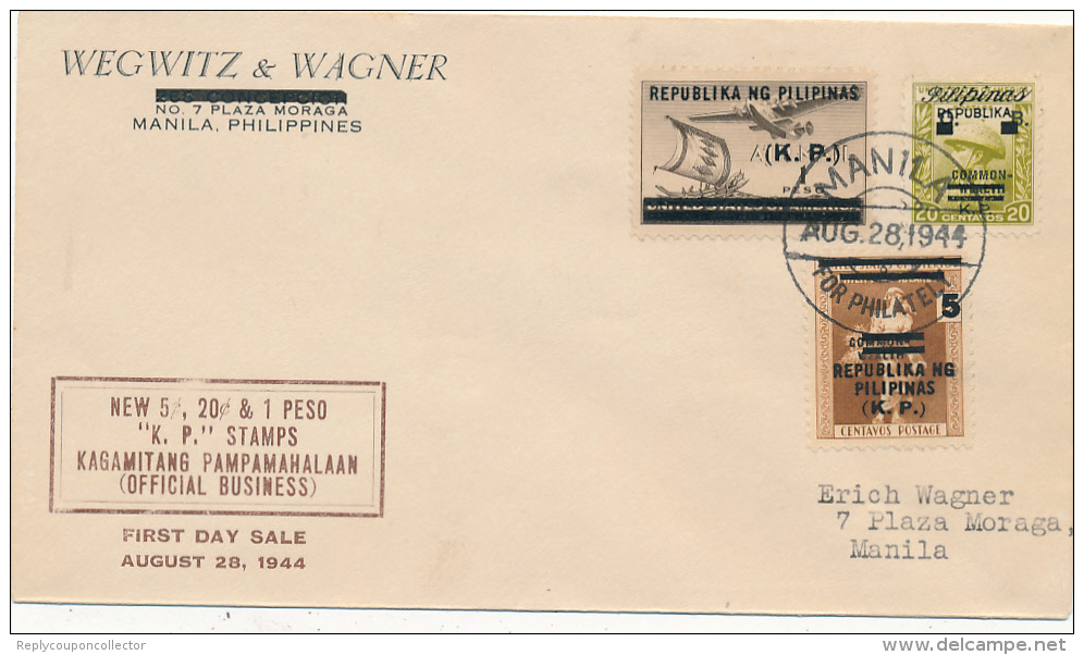 Japanese Occupation Of The Philippines - 28.8.1944 - Covers & Documents