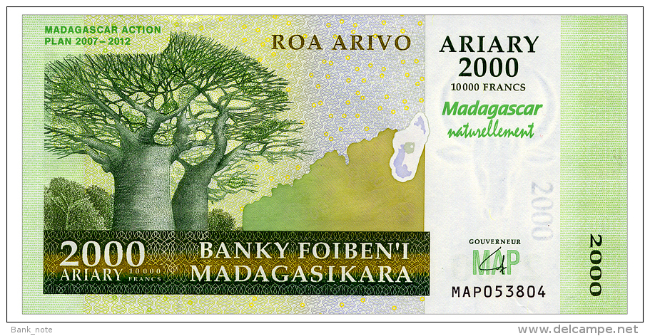 MADAGASCAR 2000 ARIARY 2012 COMMEMORATIVE Pick 93 Unc - Madagascar