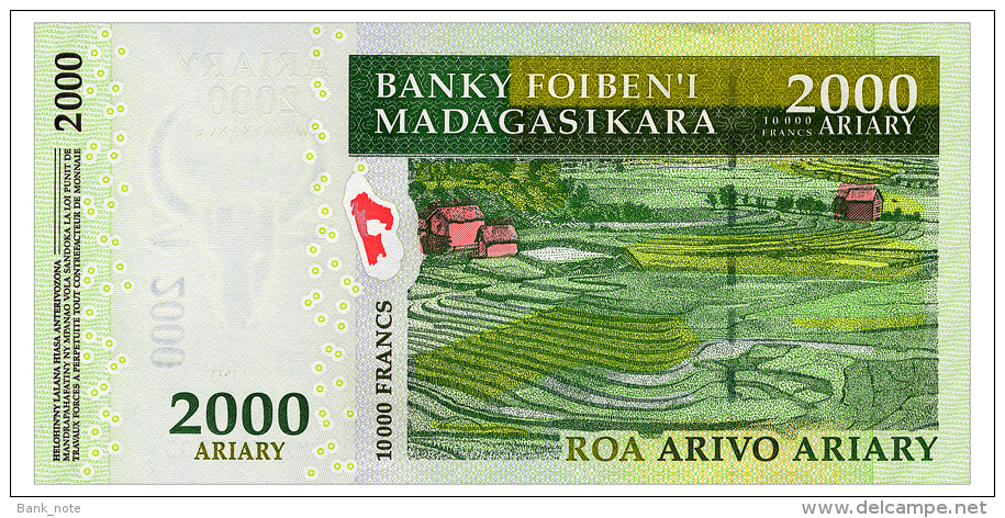 MADAGASCAR 2000 ARIARY 2012 COMMEMORATIVE Pick 93 Unc - Madagascar